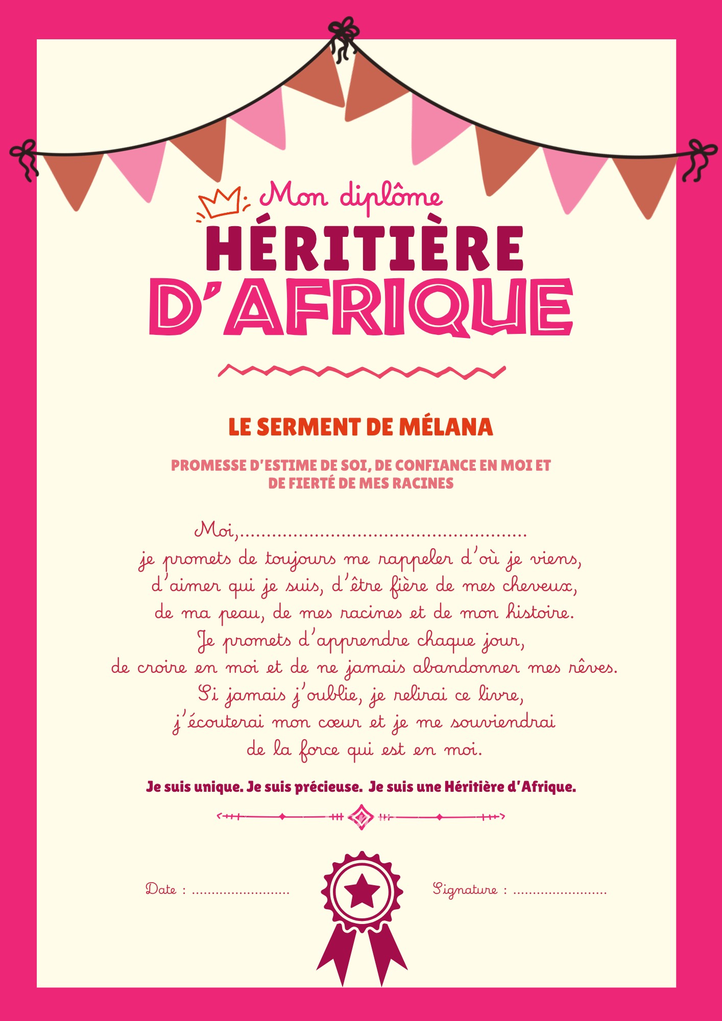 Diplôme Héritière d'Afrique